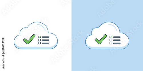Cloud Storage Validation Icons on Contrasting Backgrounds