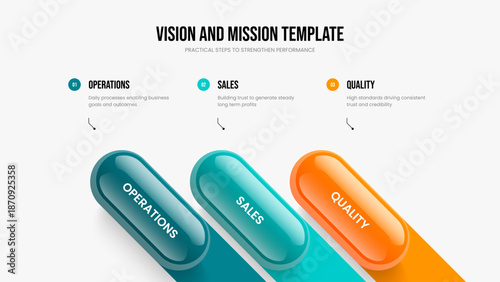 Marketing Analysis Three Step Diagram Slideshow Layout. Company Report Slide Template Vector Illustration. Visual Visualization 3 Option Infographic Presentation Design.