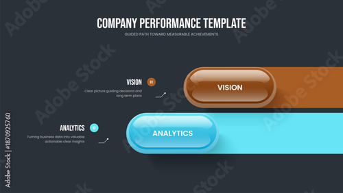 Creative Profile 2 Element Infographic Slide Layout. Project Strategy Two Option Diagram Slideshow Template. Corporate Performance Presentation Design Vector Illustration.