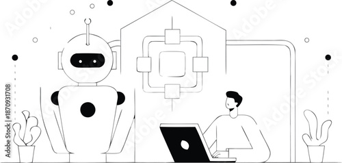 Robot interacting with human in smart home environment with technology