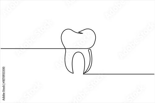 Continuous one line art drawing of teeth sign. line art human teeth vector illustration symbol
