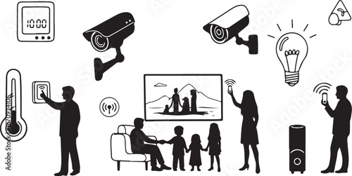 Smart Home Technology and Family Lifestyle Illustration