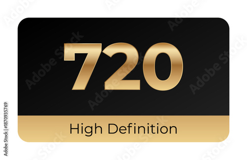 720 high definition icon with gold and black design.