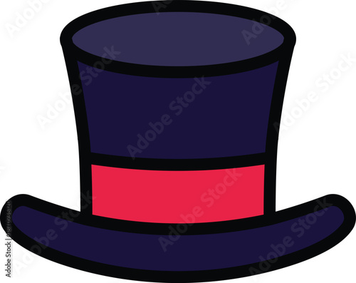 Elegant purple top hat with red ribbon