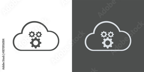 Cloud Computing and Data Processing Illustrated in Minimalist Style