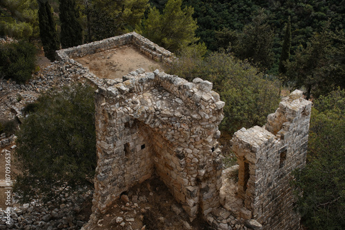 Ancient Ruins of the Crusader Fortress of Yehiam in the Galilee Region, Israel