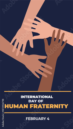 International day of human fraternity flyer illustration