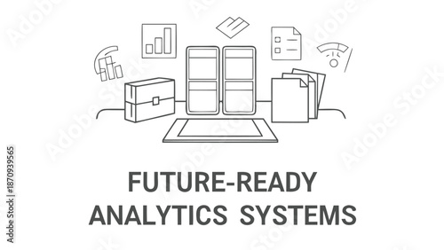 Future-ready analytics systems with laptop and data visualization tools