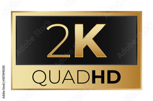 2k quad hd logo in gold and black design.
