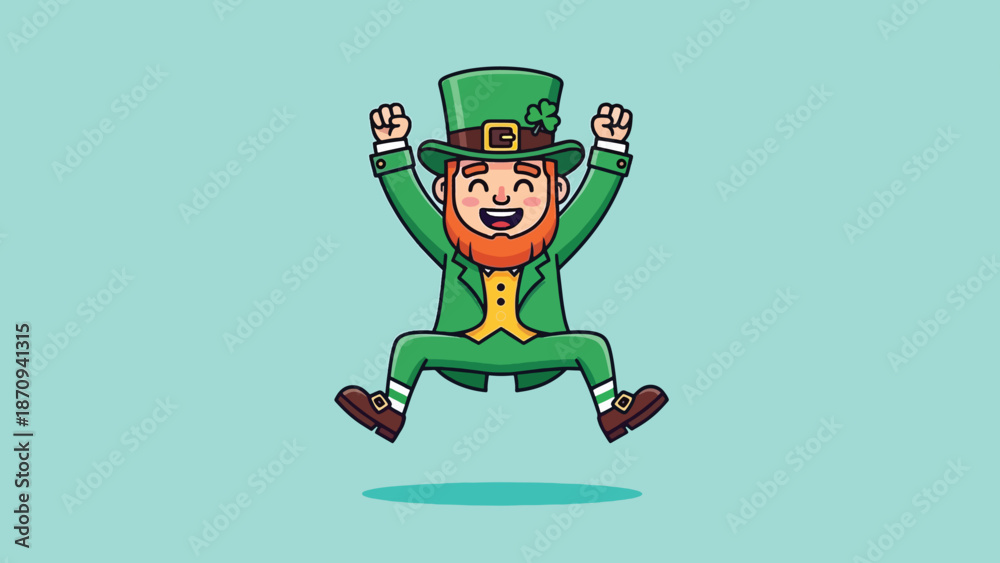 Obraz premium Happy Leprechaun Jumping with Joy on St Patricks Day.