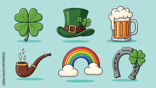 St Patricks Day Icons Set.