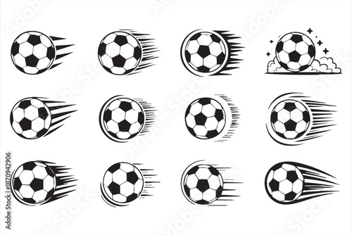 Fast Soccer Ball Motion Symbols for Athletic Branding, Tournament Promotion