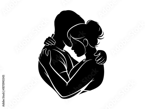 vector illustration of a couple hugging
