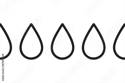Minimal Water Drop Outline Illustration for Hydration Tracking, Wellness Apps