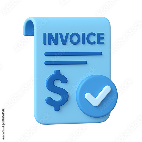 3D approved invoice payment icon isolated on transparent background