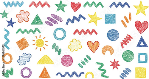 Hand drawn doodle emotion elements, expressive comic icons, cartoon speech bubbles and accent symbols set.