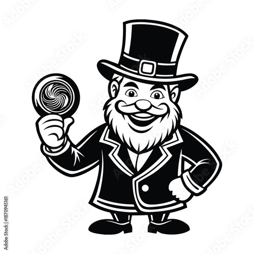 Funny cartoon man with hat and tie illustration