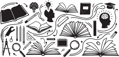 Education and learning concept with various school supplies