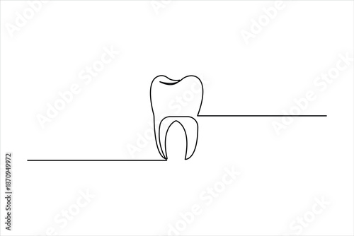 Continuous one line art drawing of tooth concept. Simple dental human tooth line art vector illustration