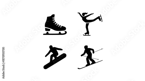 Silhouettes of winter sports icons
