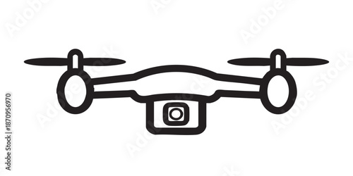 Camera drone vector icon, surveillance and aerial monitoring symbol, black outline and filled style, isolated on transparent background, minimalist vector design for UI, web, and print.Camera drone ve