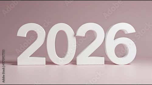 Three dimensional year 2026 typography