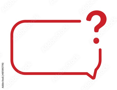 Red question mark speech bubble frame.
