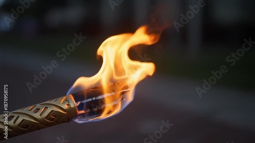 Torch flame burning close up