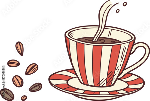 Coffee Cup Illustration. Tea Cup Design. Hot Beverage Cup Artwork. Ceramic Cup Illustration. Colorful Cup Design. Drink Cup Illustration. Mug Cup Artwork. Beverage Cup Design. Cup Icon Illustration