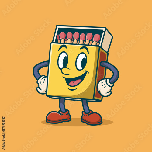 Cute Matchbox Mascot Cartoon Vector Art, Illustration and Graphic