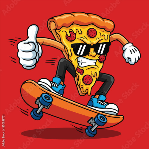 Cool Pizza Slice Skater Giving Thumbs Up.