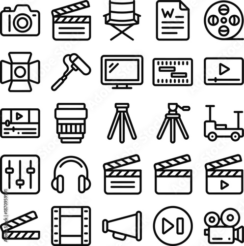 Collection of film and video production icons