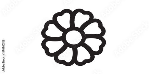 Flower vector icon, garden and gardening concept symbol, black outline and filled style, isolated on transparent background, minimalist vector design for UI, web, and print.Flower vector icon, garden 
