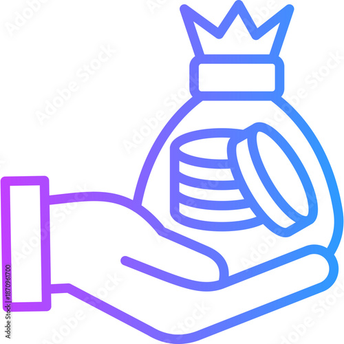 Money In Hand line gradient icon