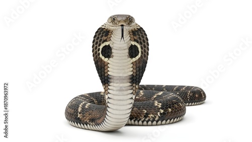 Indian cobra on white background
