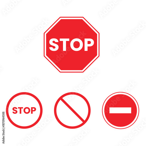 Prohibition signs, set vector illustration. Vector illustration of Stop. Can be used for institutions, public places vector