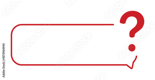 Red speech bubble with question mark frame for text.