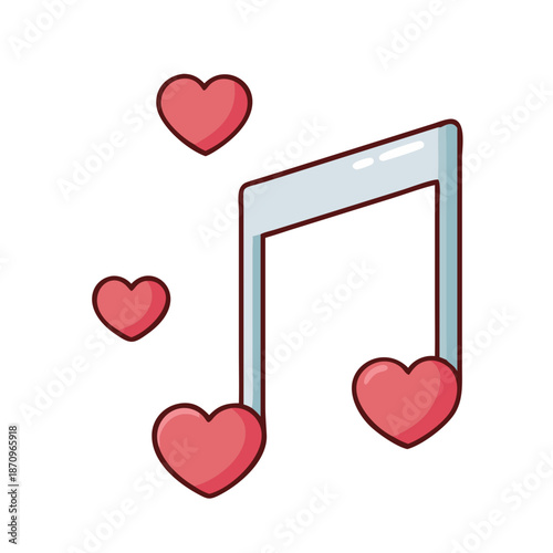 Download romantic melody with hearts vector illustration for valentine s day love song design idea