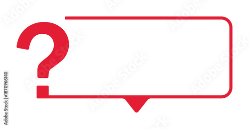 Red question mark with speech bubble frame for inquiry or assistance.