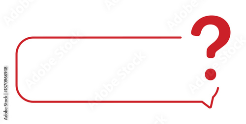 Red outline speech bubble with question mark.