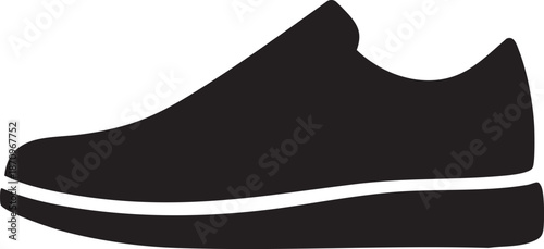 Black Slip-On Sneaker Silhouette with Thick Sole - Minimalist Casual Shoe Icon Vector Illustration