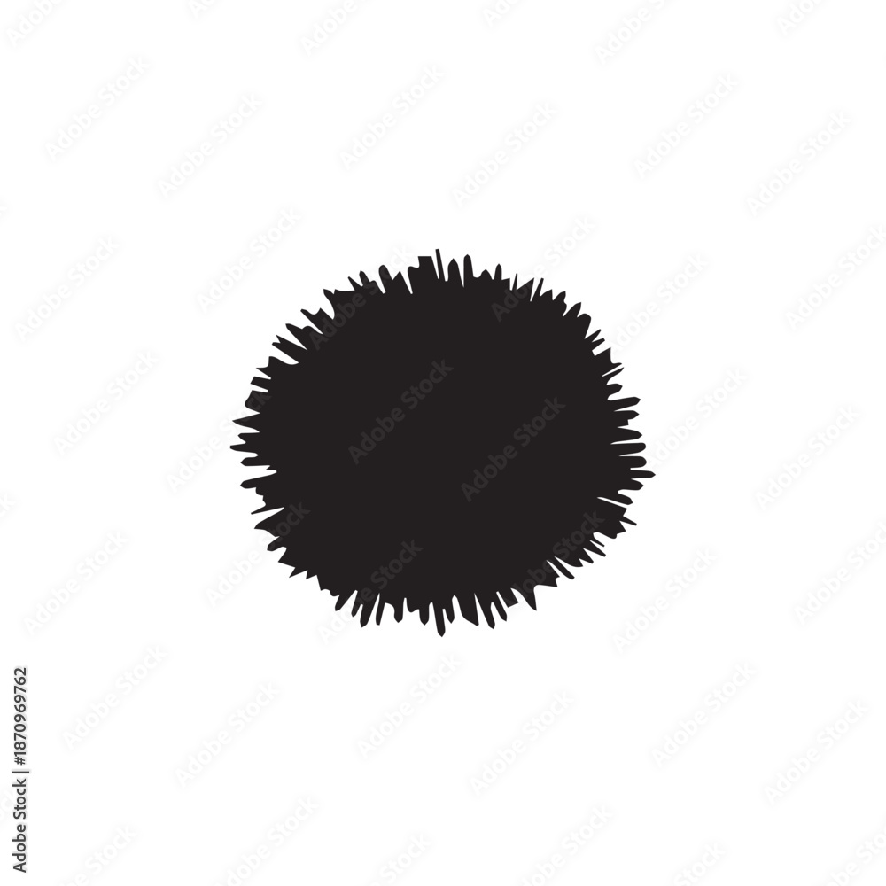 Fototapeta premium Brush circles round shape Stock black color design.