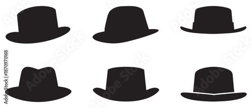 Cowboy hat icon set man . black vector old collection design.