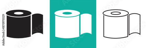 Toilet paper icon. Toilet tissue paper roll icon. Symbols for hygiene, household, and bathroom products