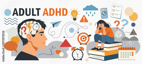 Adult ADHD vector banner