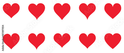 Set of hearts love on a white background. Vector illustration in flat style.