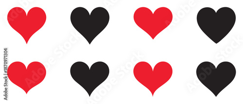Set of hearts love on a white background. Vector illustration in flat style.