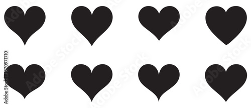 Set of hearts love on a white background. Vector illustration in flat style.