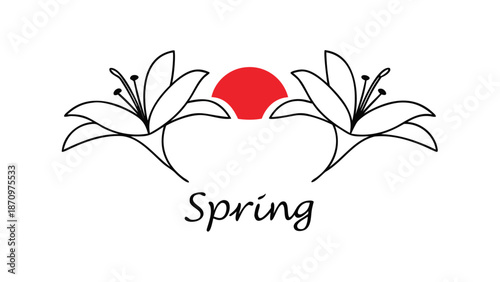 Vibrant spring flowers blooming at sunrise