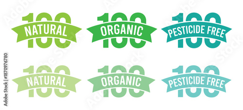 Eye-catching eco labels for natural and organic products, conveying a sense of quality and sustainability, perfect for businesses promoting healthy and environmentally friendly offerings